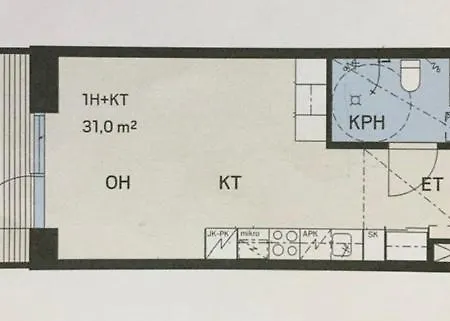 Studio Apartment With Balcony, Parkinghall